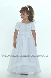 Flower Girl Dress 140- White Short Sleeve Princess Dress 