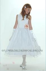 Flower Girl Dress Style 5170- White or Ivory Sleeveless Satin Bodice