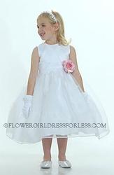 White or Ivory Sleeveless Satin Bodice With Classic Organza Skirt.