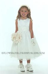 Flower Girl Dress Style 6036 Ivory-Simple Organza Dress With Hand Bead