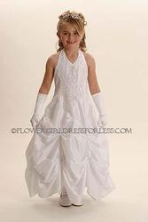 Flower Girl Dress Style 5394-White Halter Dress with Pick Up Style 