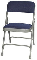 Folding Chairs Tables Larry Presenting Blue Fabric Metal Folding Chair
