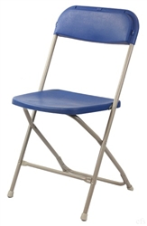Blue Poly Folding Chair with Larry Hoffman
