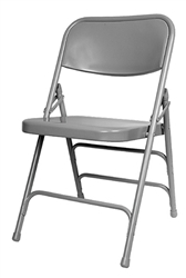 Gray Metal Folding Chair with Larry Hoffman