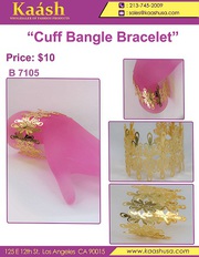 Gold Plating Wide Long Cuff Bangle Bracelet 